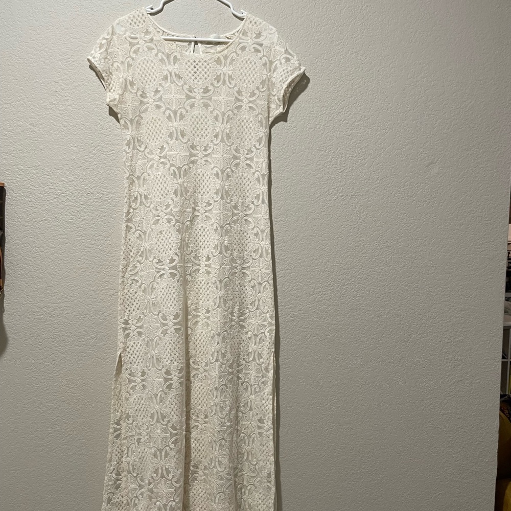 Lilka By Anthropologie Sheer Floral Maxi Dress size Small